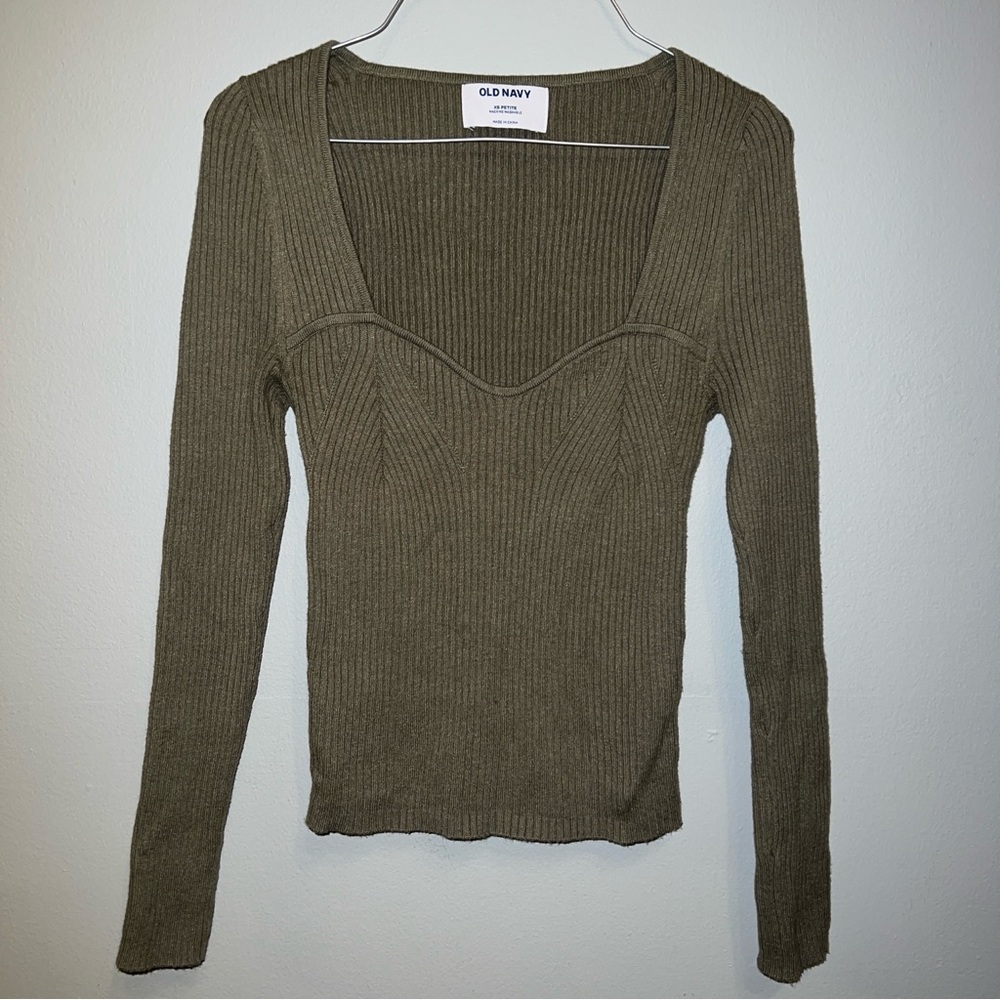 Old Navy Khaki Ribbed Long Sleeve Top